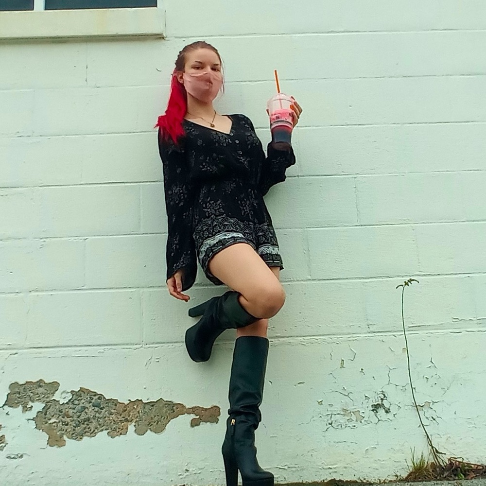 LONG BELL SLEEVE BLACK ROMPER